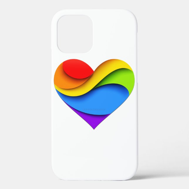 SlipperyJoe's rainbow layered heart shape red oran Case-Mate iPhone Case (Back)