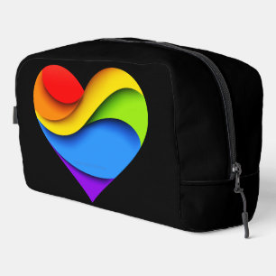 SlipperyJoe's rainbow layered heart shape red oran Dopp Kit