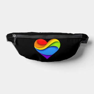 SlipperyJoe's rainbow layered heart shape red oran Fanny Pack