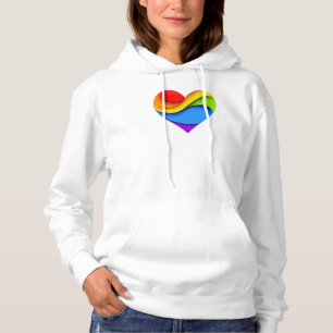 SlipperyJoe's rainbow layered heart shape red oran Hoodie