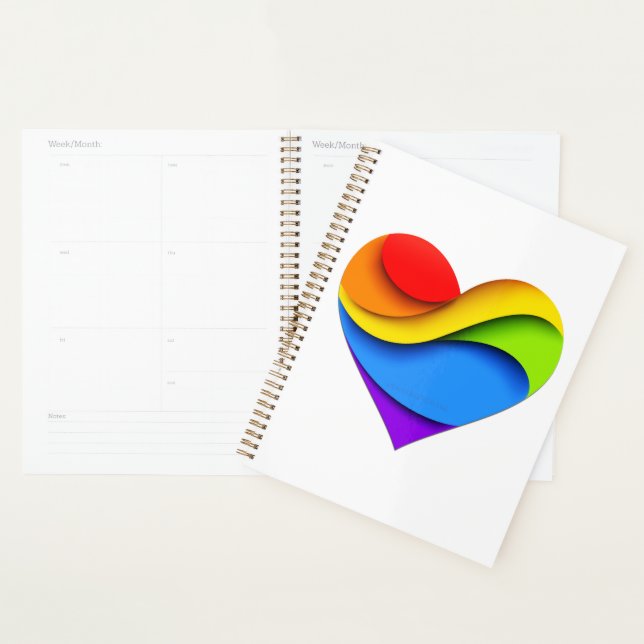 SlipperyJoe's rainbow layered heart shape red oran Planner (Display)