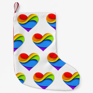 SlipperyJoe's rainbow layered heart shape red oran Small Christmas Stocking