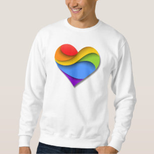 SlipperyJoe's rainbow layered heart shape red oran Sweatshirt