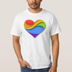 SlipperyJoe's rainbow layered heart shape red oran T-Shirt