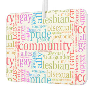 SlipperyJoe's rainbow LGBTQ+ community word cloud  Air Freshener