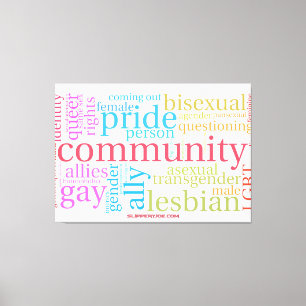 SlipperyJoe's rainbow LGBTQ+ community word cloud  Canvas Print