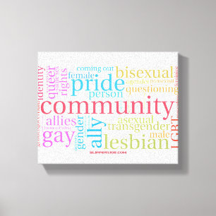 SlipperyJoe's rainbow LGBTQ+ community word cloud  Canvas Print