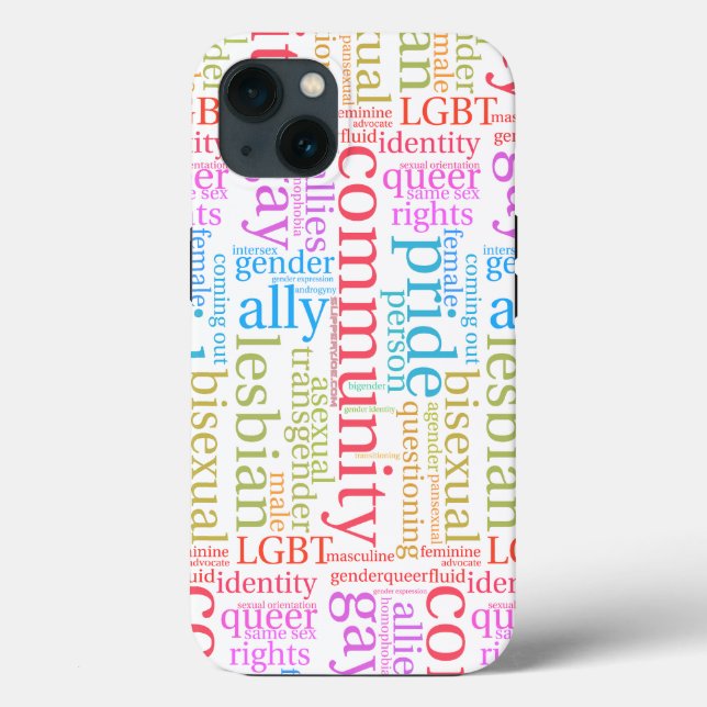 SlipperyJoe's rainbow LGBTQ+ community word cloud  Case-Mate iPhone Case (Back)