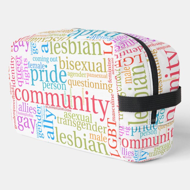 SlipperyJoe's rainbow LGBTQ+ community word cloud  Dopp Kit (Left Corner)