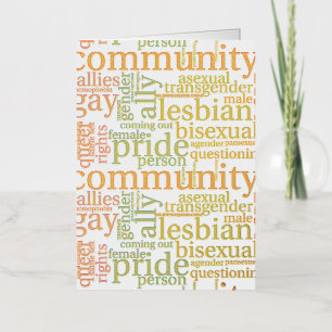 SlipperyJoe's rainbow LGBTQ+ community word cloud  Foil Greeting Card