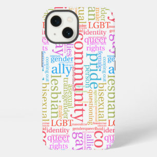 SlipperyJoe's rainbow LGBTQ+ community word cloud iPhone 13 Case
