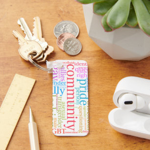 SlipperyJoe's rainbow LGBTQ+ community word cloud  Keychain