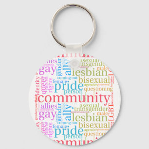 SlipperyJoe's rainbow LGBTQ+ community word cloud  Keychain