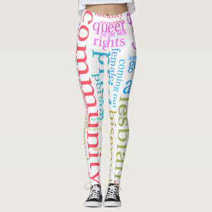 SlipperyJoe's rainbow LGBTQ+ community word cloud  Leggings