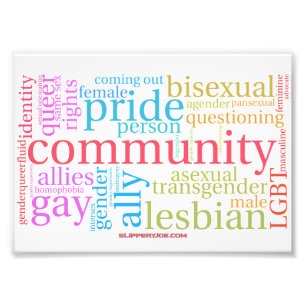 SlipperyJoe's rainbow LGBTQ+ community word cloud  Photo Print