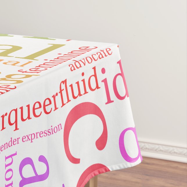 SlipperyJoe's rainbow LGBTQ+ community word cloud  Tablecloth (In Situ)