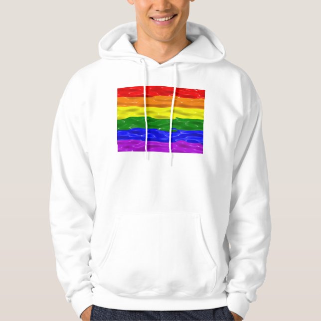 SlipperyJoe's rainbow pride colours glossy liquid  Hoodie (Front)