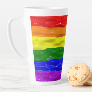 SlipperyJoe's rainbow pride colours glossy liquid  Latte Mug