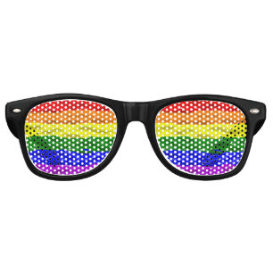 SlipperyJoe's rainbow pride colours glossy liquid  Retro Sunglasses