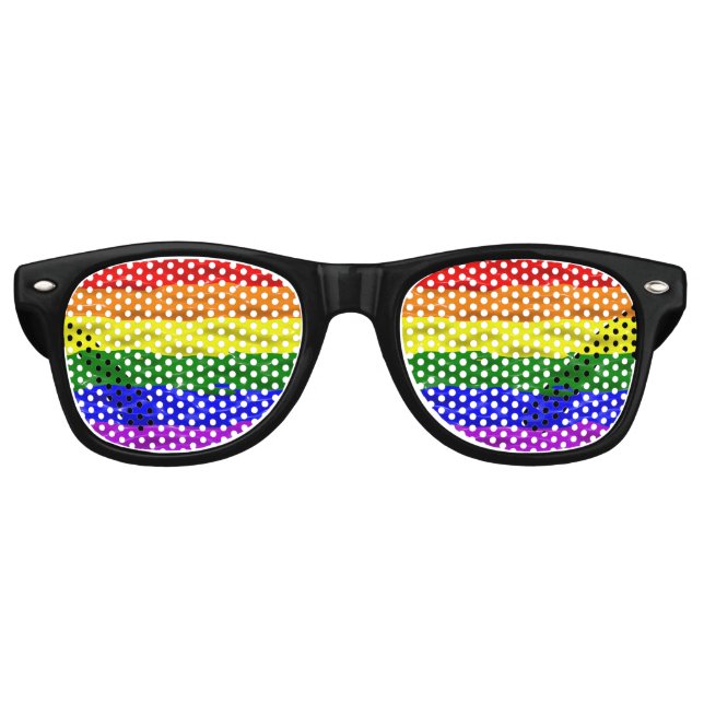 SlipperyJoe's rainbow pride colours glossy liquid  Retro Sunglasses (Front)