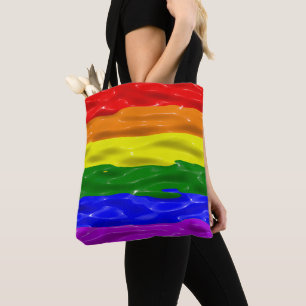 SlipperyJoe's rainbow pride colours glossy liquid  Tote Bag