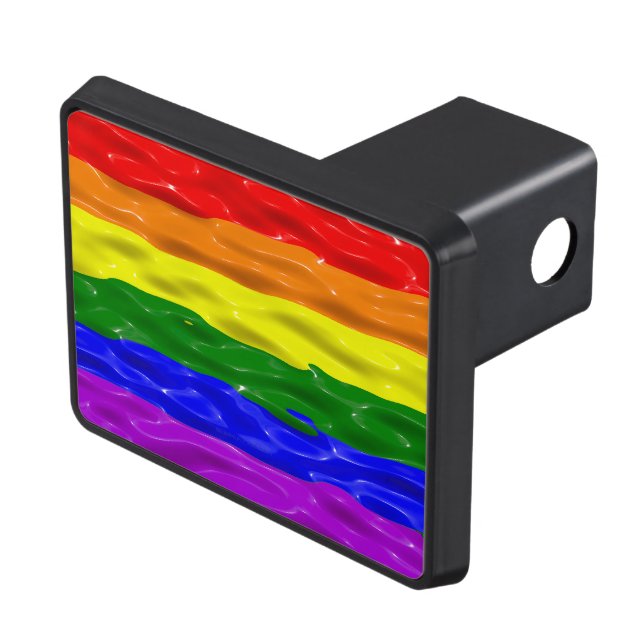 SlipperyJoe's rainbow pride colours glossy liquid  Trailer Hitch Cover (Top Right)