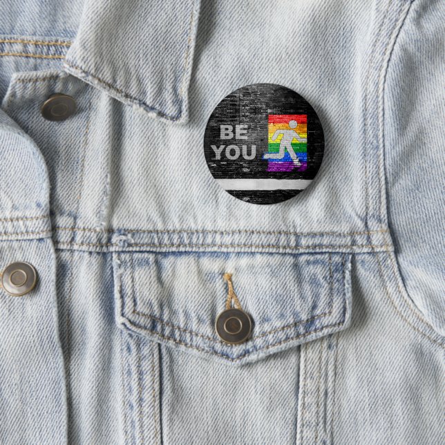 SlipperyJoe's rainbow pride colours panel urban st 2 Inch Round Button (In Situ)