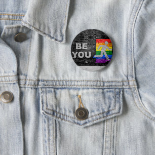 SlipperyJoe's rainbow pride colours panel urban st 2 Inch Round Button