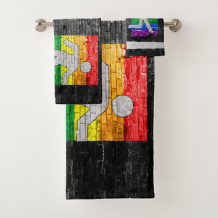 SlipperyJoe's rainbow pride colours panel urban st Bath Towel Set