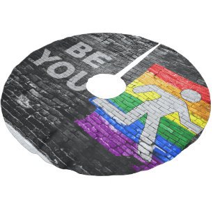 SlipperyJoe's rainbow pride colours panel urban st Brushed Polyester Tree Skirt