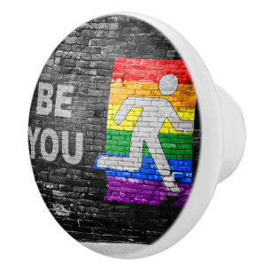 SlipperyJoe's rainbow pride colours panel urban st Ceramic Knob