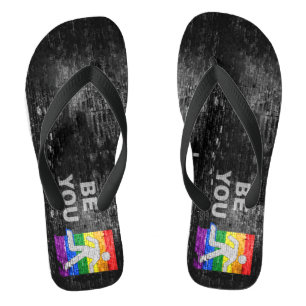 SlipperyJoe's rainbow pride colours panel urban st Flip Flops