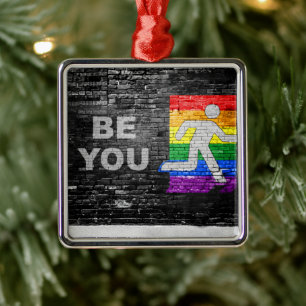 SlipperyJoe's rainbow pride colours panel urban st Metal Ornament