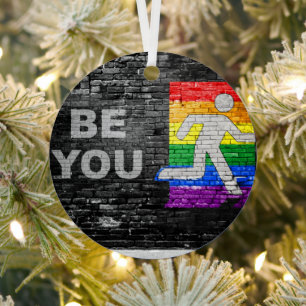SlipperyJoe's rainbow pride colours panel urban st Metal Ornament