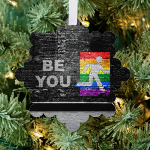 SlipperyJoe's rainbow pride colours panel urban st Ornament Card