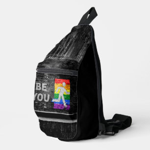 SlipperyJoe's rainbow pride colours panel urban st Sling Bag
