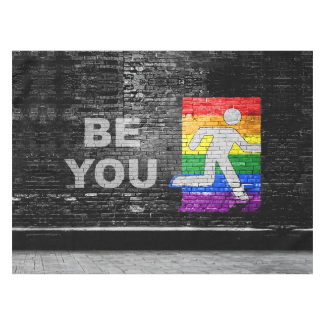 SlipperyJoe's rainbow pride colours panel urban st Tablecloth (Front (Horizontal))