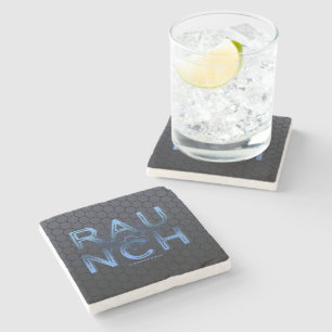 SlipperyJoe's raunch metallic large blue letters d Stone Coaster