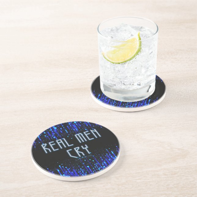 SlipperyJoe's real men cry tears emotions digital  Coaster (Side)