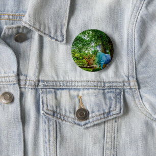 SlipperyJoe's rhinoceros lush tropical setting pri 2 Inch Round Button
