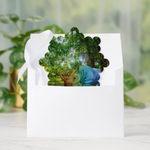 SlipperyJoe's rhinoceros lush tropical setting pri Ornament Card