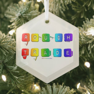 SlipperyJoe's rough trade queer pop typography sla Glass Ornament