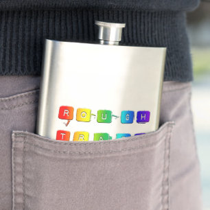 SlipperyJoe's rough trade queer pop typography sla Hip Flask
