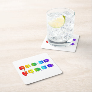 SlipperyJoe's rough trade queer pop typography sla Square Paper Coaster