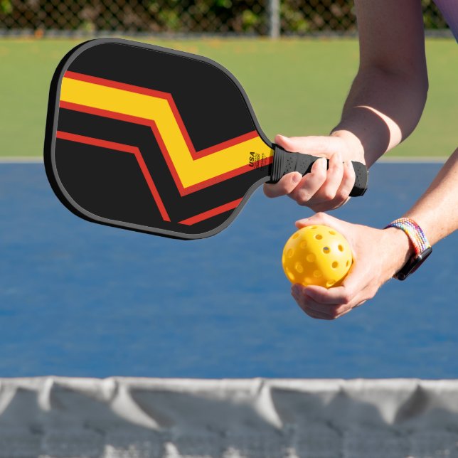 SlipperyJoe's rubber pride flag arrows chevrons st Pickleball Paddle (Insitu)