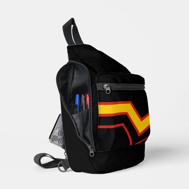 SlipperyJoe's rubber pride flag arrows chevrons st Sling Bag (Open)