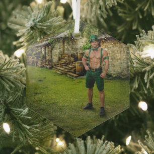 SlipperyJoe's Saint Patrick's Day festive leprecha Glass Ornament