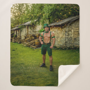 SlipperyJoe's Saint Patrick's Day festive leprecha Sherpa Blanket