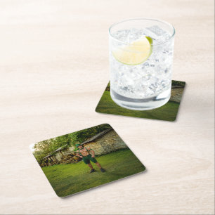 SlipperyJoe's Saint Patrick's Day festive leprecha Square Paper Coaster
