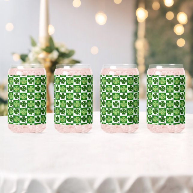 SlipperyJoe's Saint Patrick's Day four leaf clover Can Glass (Insitu (Wedding))
